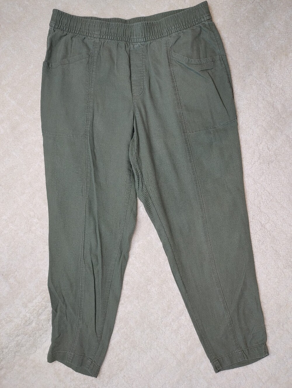 Olive Green Women's Elastic Waist Casual Pants